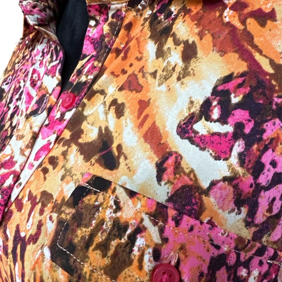 Peck & Peck Multicolor Abstract Rolltab Sleeve Button Shirt Medium - Picture 6 of 6